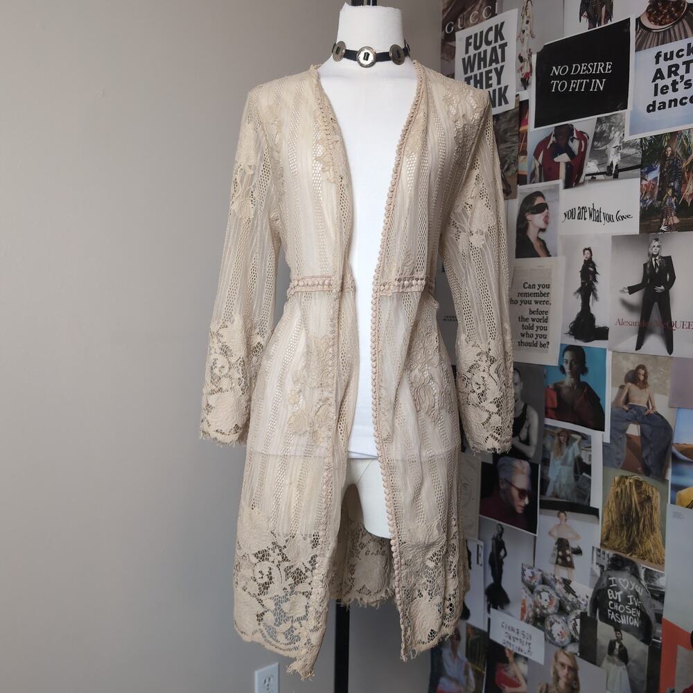 Sheer Lace Longline Boho Cardigan